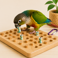 Interactive Wooden Foraging Puzzle Toy for Parrots & Small Birds | Mental Stimulation Training Board